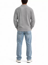 Thumbnail for DrapeOra men's plus size long sleeve corduroy polo shirt – polo collar detail (3)