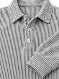 Thumbnail for DrapeOra men's plus size long sleeve corduroy polo shirt – long sleeve fit (3)