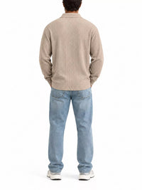 Thumbnail for DrapeOra men's plus size long sleeve corduroy polo shirt – polo collar detail (4)