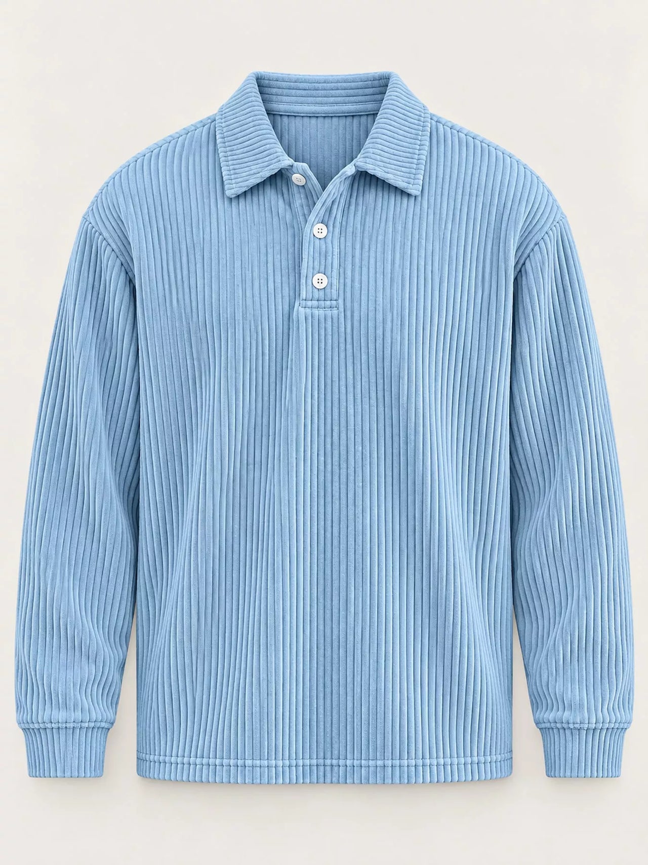 DrapeOra men's plus size long sleeve corduroy polo shirt – ribbed knit detail (5)
