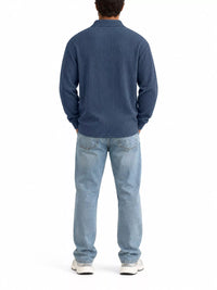 Thumbnail for DrapeOra men's plus size long sleeve corduroy polo shirt – polo collar detail