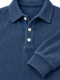 Thumbnail for DrapeOra men's plus size long sleeve corduroy polo shirt – long sleeve fit