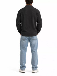 Thumbnail for DrapeOra men's plus size long sleeve corduroy polo shirt – polo collar detail (2)