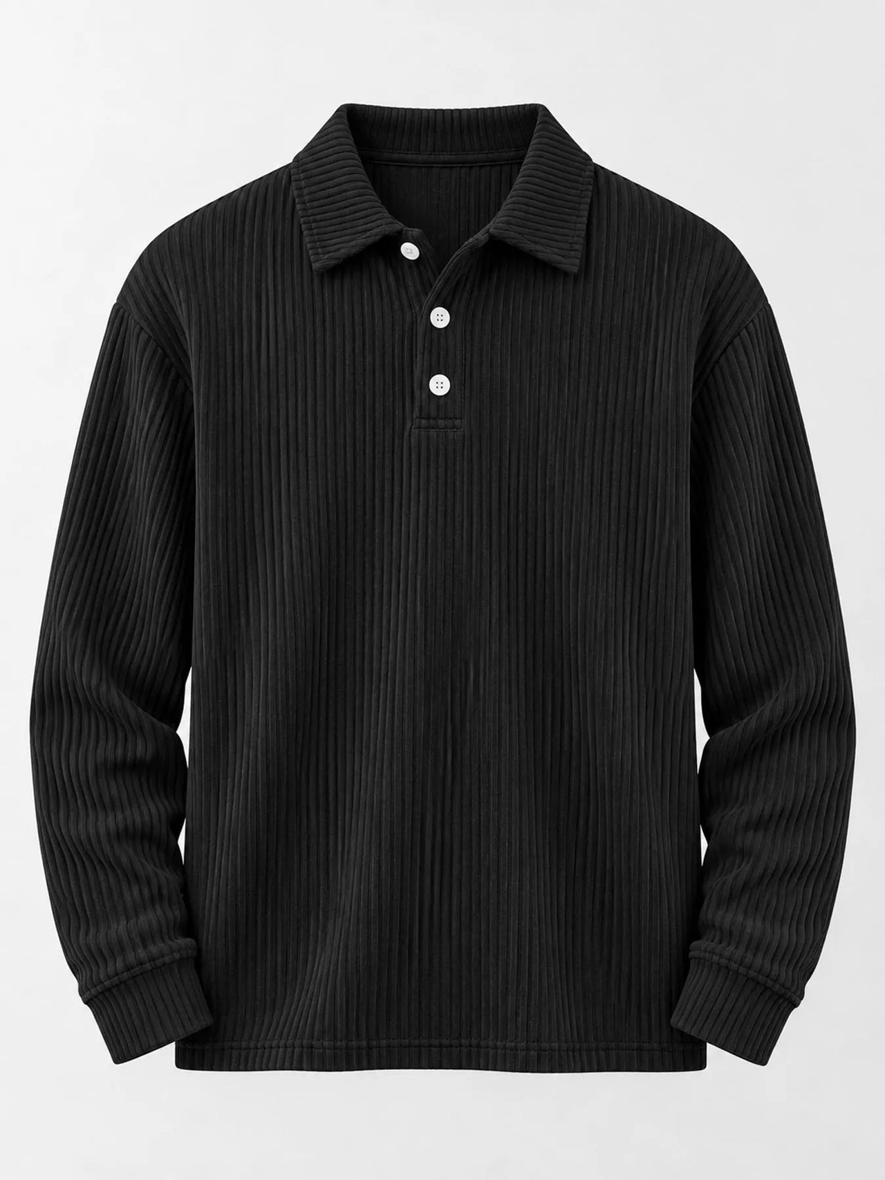 DrapeOra men's plus size long sleeve corduroy polo shirt – ribbed knit detail (2)